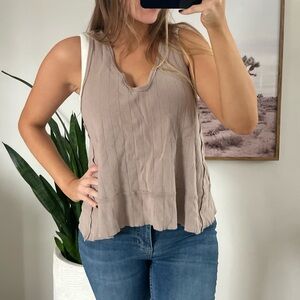 Free People Taupe Sleeveless Tank Top